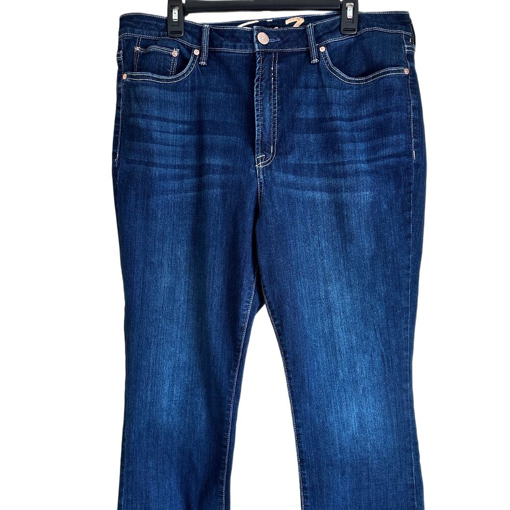 Seven 7 Womens High Rise Cropped Raw Hem‎ Blue Fashion Jeans sz 16